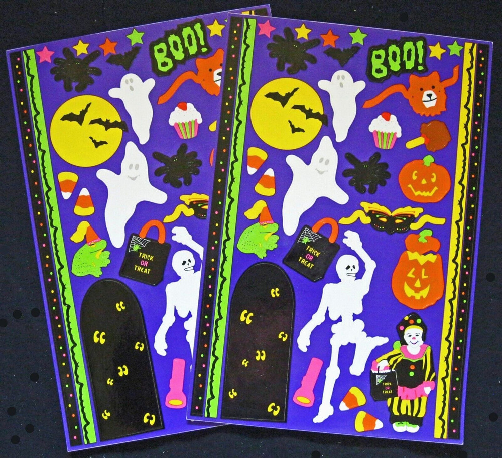 Mrs Grossman Two Jumbo (6×9″) Sticker Sheets ‘Halloween’ Vintage-Retired