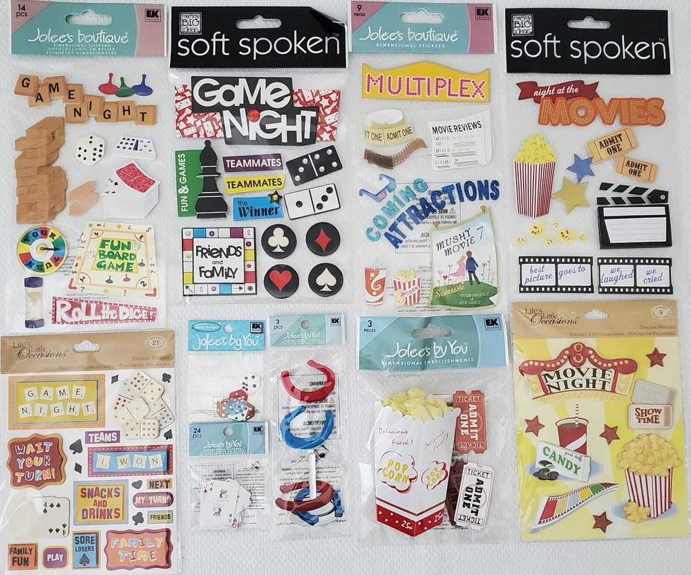 *YOU CHOOSE* Jolee’s/Others GAME & MOVIE NIGHTS Non-Dim./Dimensional Stickers