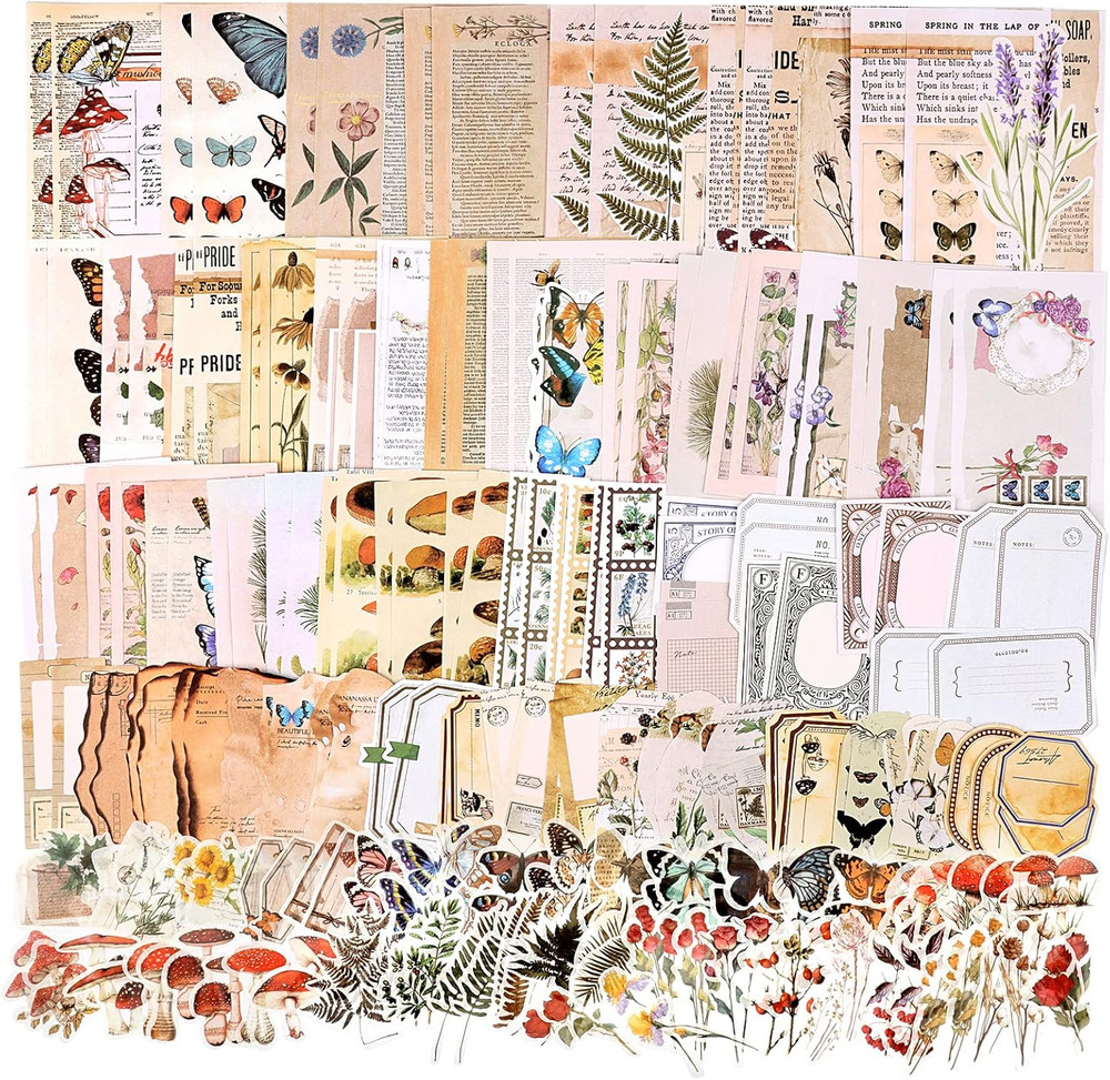 200Pcs Vintage Junk Journal Supplies,Scrapbook Supplies Scrapbooking