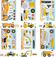 24 Sheets Make Your Own Construction Vehicle Stickers for Kids Boys,