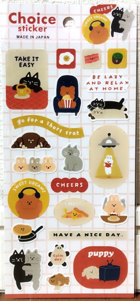 GAIA Pop Animals Choice Sticker Cat Kitty Dog Puppy Bear Sweets MADE IN JAPAN