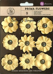 GOLD Prima Flowers 9 Flowers Luminous Collection Scrapbooking PRIMA 574666 NEW