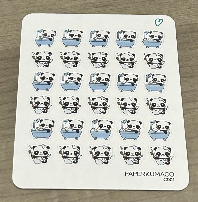 NEW Paper Kuma Co Panda Bath Time 🐼 Sticker Sheet PaperKumaCo Stickers