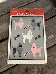 Hallmark Vintage 1983 Fuzzy Poodle Sticker Sheets Pink Poodles Dogs