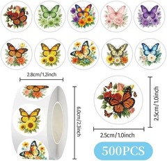 1000 Pcs Flower Butterfly Stickers for Boys Girls. 2 Roll 1 Inch Plant Stickers
