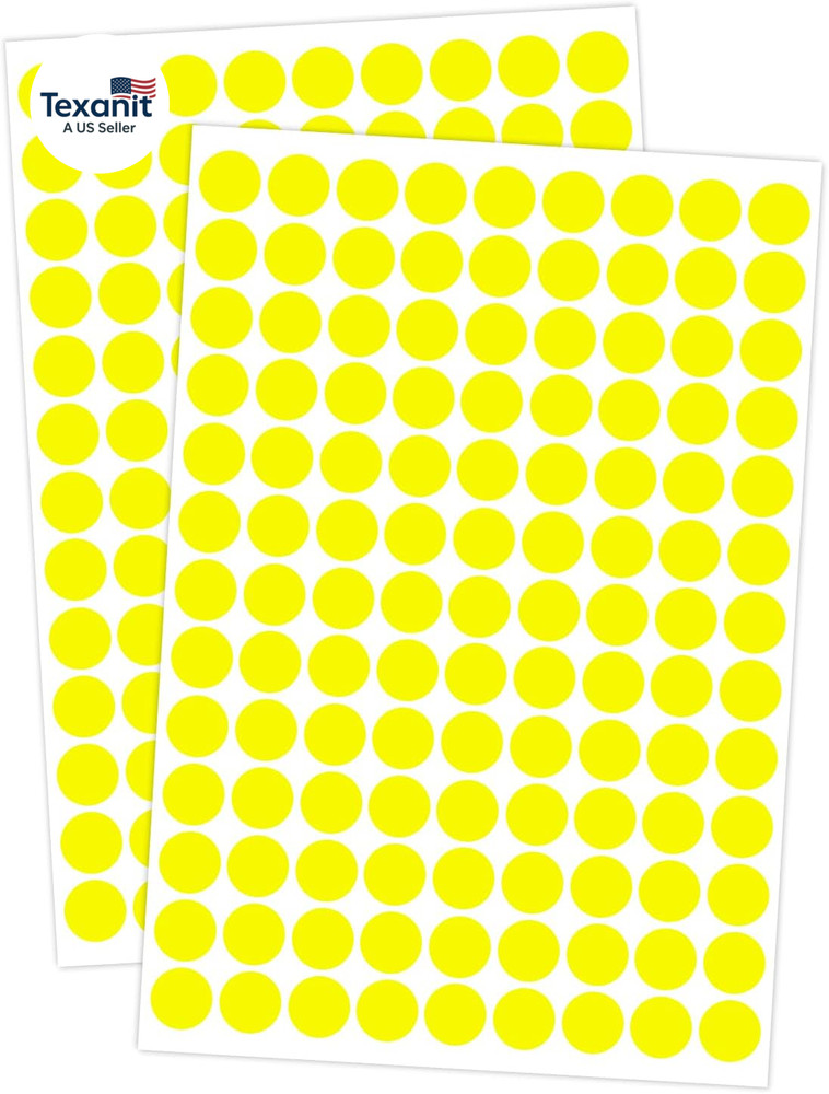 2340 PCS Yellow Circle Dot Stickers 1/2″ round Yard Garage Sale Price Stickers C