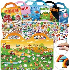 6Set Puffy Sticker Books for Kids 2-4, 3D Reusable Stickers Books for Toddler…