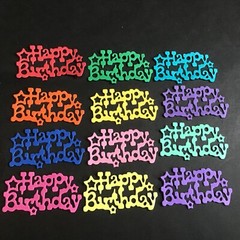 Happy Birthday Star Die Cut Embellishments Choose Color 12 pcs 1-1/4″ X 2-1/4″