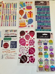 Sticko Stickers, Birthday Theme Lot, Mostly Loose sheets, 14 Sheets, NICE LOT!