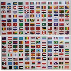 192 Pcs World Flags Stickers World Map Passport Stickers for Planner Journal