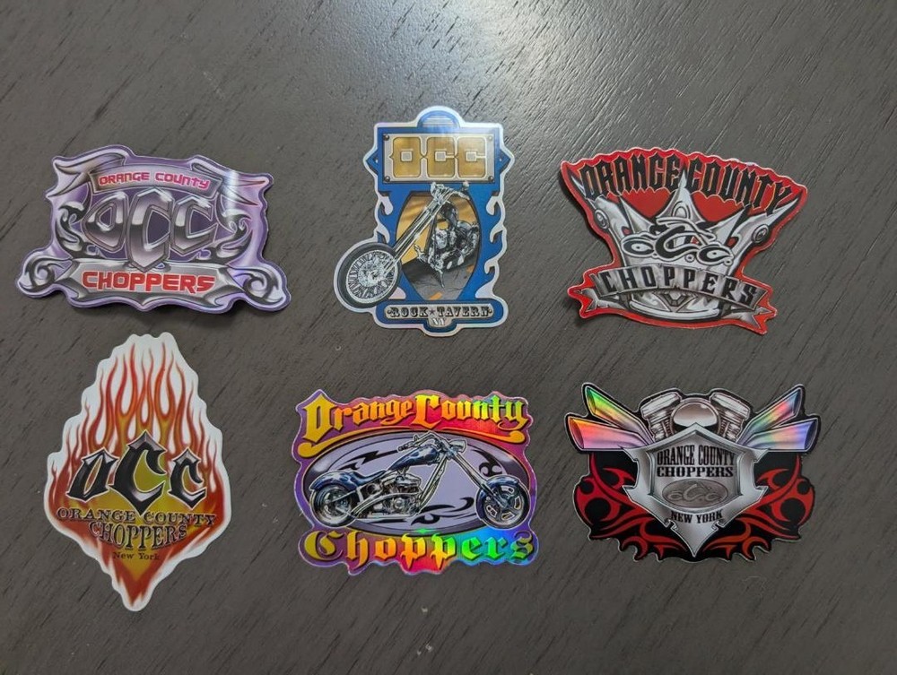 🔥OCC Orange County Choppers Logo Motorcycle Advertisement Metallic Sticker x 6