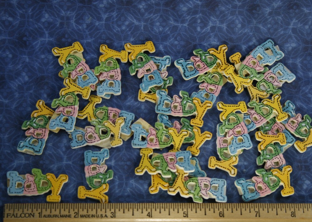Value Lot 29 pastel wood BABY Embellishments Baby Shower 1/8″ thick favors craft