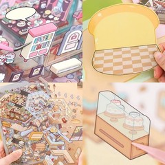 40 Sets DIY 3D Sticker Scene Collection Book, Miniature Cute Cartoon Animal Stic