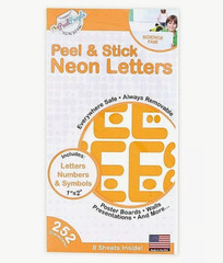 The Peel People 1″ & 2″ PEEL & STICK NEON LETTERS 252pcs – NEON ORANGE