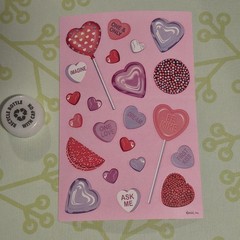 Valentines Day Cute Heart Candy Love Theme Sticker Sheet Junk Journal Crafts
