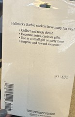 1 Pack Vintage Stickers – 1996- Hallmark Barbie Stickers – 4 Sheets- Holiday NEW