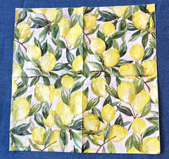 TWO Individual Paper Cocktail Decoupage NAPKINS + 2 STICKLERS LEMONS Yellow Zest