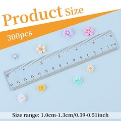 300PCS Flower Resin Charms Mini Cabochons 14 cm x 20 x 1.5 cm, Mixed color