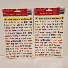 Vtg Window Color Static Clings Sheets Lot of 6 Words, Animals,Money, Tic Tac Toe