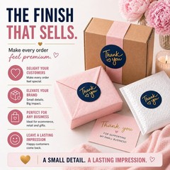Gold Foil Heart Thank You Stickers Large Round Black White Pink Navy Inch Labels