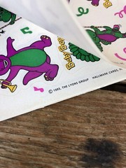 Vintage Sticker 6 Sheets Hallmark 1993 BARNEY Baby Bop Purple Dinosaur