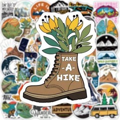 50 PCS Forest Camping Hiking Outdoor Adventure Travel Stickers Waterproof Vinyl