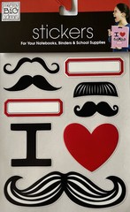 I LOVE MUSTACHE Mylar Stickers (9pc)MAMBI•For Notebooks•Binders •School Supplies