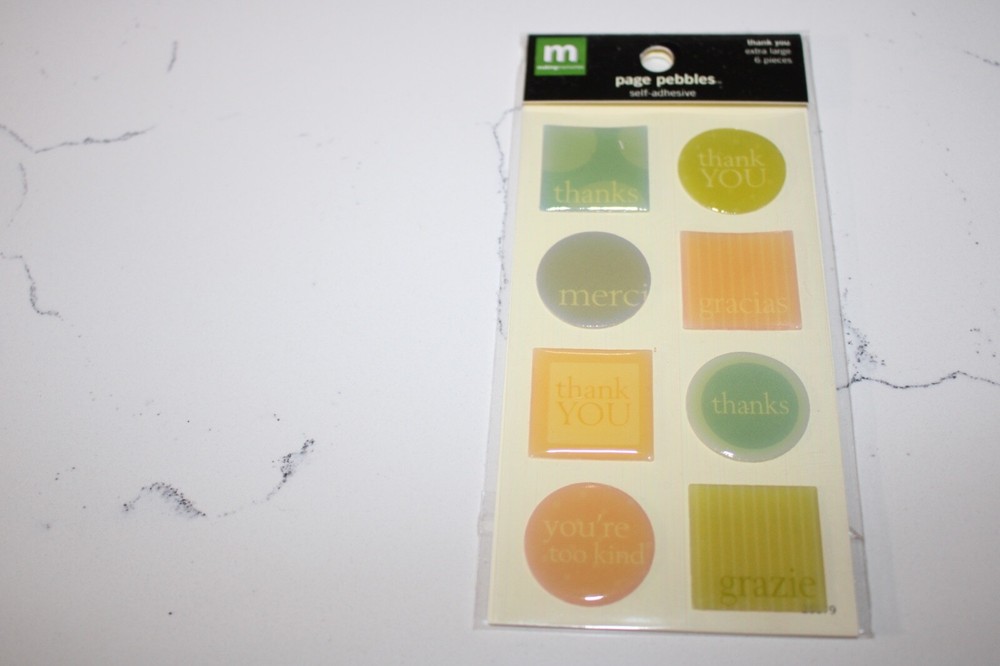 Making Memories ~ Thank You ~ X-Large 6PC Page Pebbles Self Adhesive Scapbooking