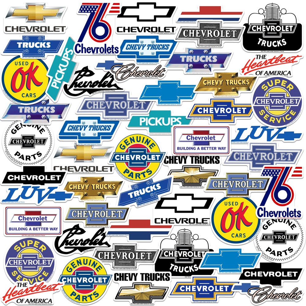 CHEVROLET BRANDING VARIETY DIE CUT VINYL 50 CT STICKER PACK