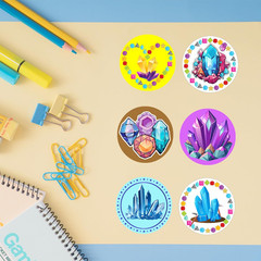 500 Pcs Gem Label Stickers for Geology, Crystal, and Diamond Decorations