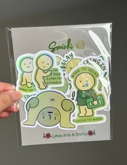 13 Smiski Stickers –Cute Minimal Glow-Inspired Sticker Pack for Journals, Laptop