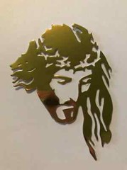 PORTRAIT /FACE OF JESUS w/ CROWN of THORNES SILHOUETTE DIE CUT/ CUTS (GOLD, BLK)