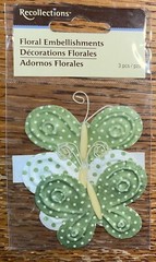 Recollections Green White Polkadot Butterfly Butterflies Floral Scrapbook Embell