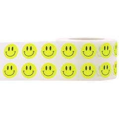 1/2″ Inch Small Fluorescent Yellow Happy Face Labels, 1,000 Total Adhesive St…