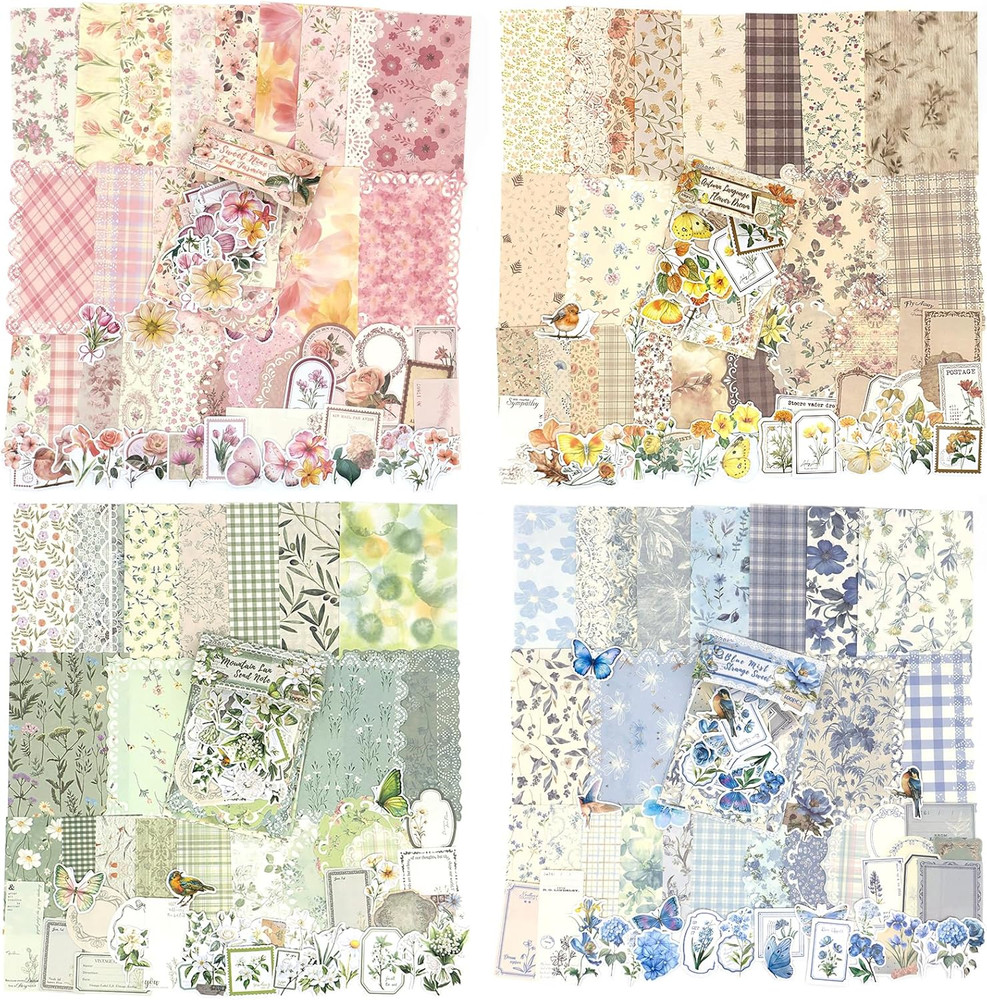 Scrapbook Supplies Kit – 400Pcs Vintage Floral Scrapbook Paper & Junk Journal St