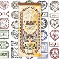 ZHIJIANHZ Vintage Lace and Frame Sticker Book,30 Sheets PET Transparent