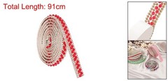 1 Yard Pearl Rhinestone Ribbon 1cm Pearls Rhinestone Tape Red