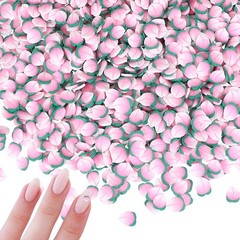 Polymer Clay Slices, 100g Peach Slice Fruit Art Slices, Pink Green