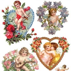 Violette Stickers – Love Angels – 2 Victorian Cherubs Sticker Sheets – Crafts