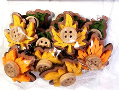 Autumn Leaf 3D Felt Stickers Wood Button Thanksgiving Scrapbook Craft 12pc