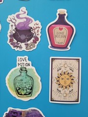 STICKERS x 10 Halloween Love Potion Witch Book Purple Crystal Vinyl Sticker HAL6