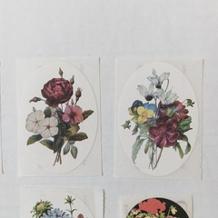Set of 16 Brier Rose Victorian Flower Stickers – Oval And Circle
