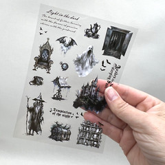 Gothic Night Halloween Stickers 2 Sheets Junk Journal Collage