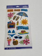 Sticko Sun Surf Sand Themed Stickers 18 Pcs Beach Summer