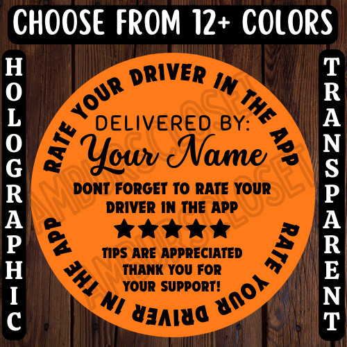 40 DOORDASH CUSTOM STICKERS 2″ LABELS SEALS UberEats Grubhub Shipt RATE & TIP