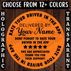 40 DOORDASH CUSTOM STICKERS 2″ LABELS SEALS UberEats Grubhub Shipt RATE & TIP