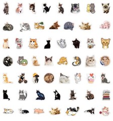 100 pcs Cute Cat Stickers, Hydro flask laptop no residue, 086