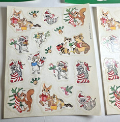 VINTAGE 1990 AGC Santa Claus & Critter Animal Stickers 5 Sheets-Mouse, Squirrel