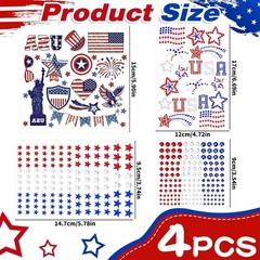 4th of July Face Gems – Face Stickers with Red White and Blue Self-Adhesive …