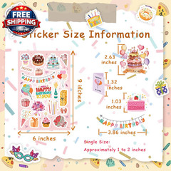300PCS Happy Birthday Stickers, Birthday Stickers for Kids and Adults, Birthday